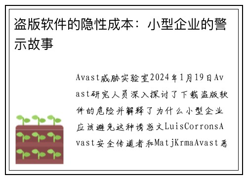 盗版软件的隐性成本：小型企业的警示故事